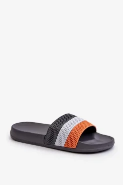 Klapki Męskie Klasyczne>Boto Klasyczne Klapki Męskie Z Paskami Szare Sylri