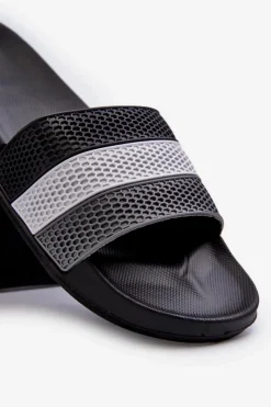 Discount Boto Klasyczne Klapki Męskie Z Paskami Czarne Sylri