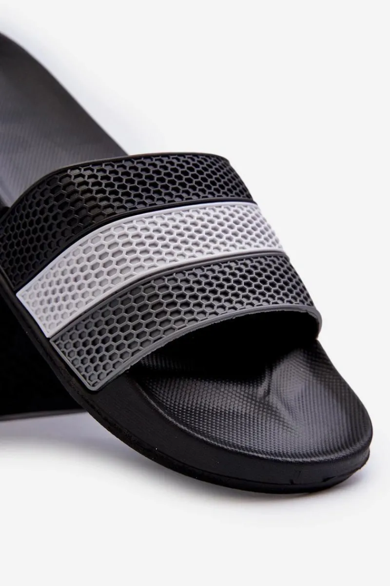 Discount Boto Klasyczne Klapki Męskie Z Paskami Czarne Sylri