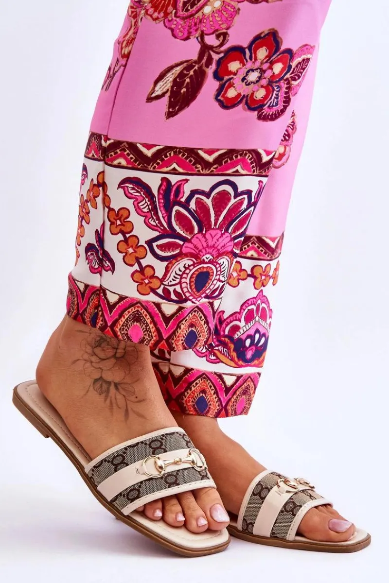 Boto Klasyczne Klapki Na Płaskim Obcasie Beżowe Marlene Beżowy