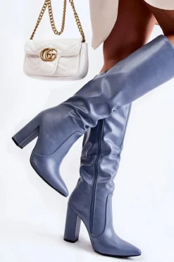 Klasyczne Kozaki Na Słupku e Mayra Damskie Kozaki Na Słupku|Kozaki Przed Kolano