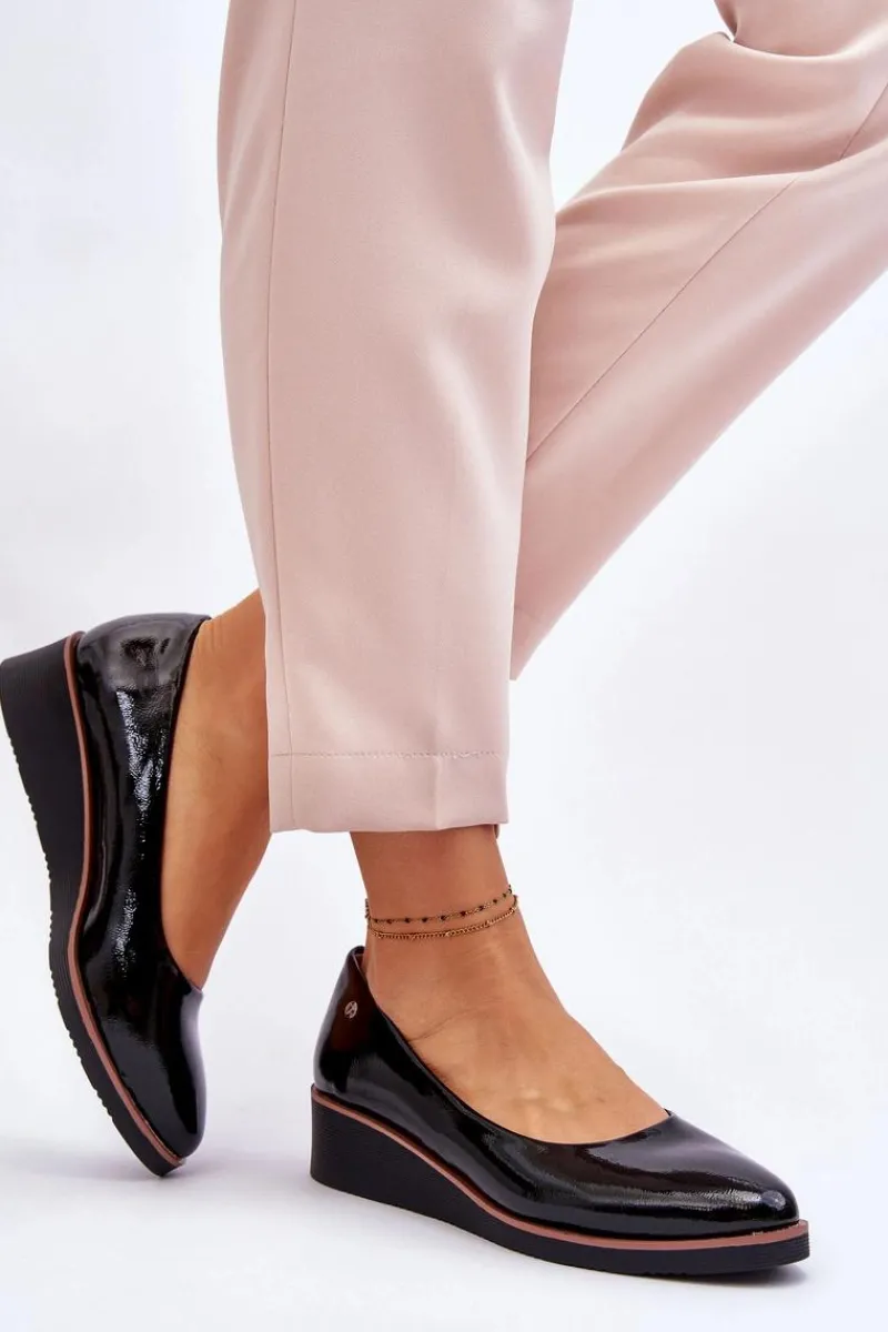 Czółenka Na Platformie|Czółenka Klasyczne>Buty damskie Vinceza Klasyczne Lakierowane Czółenka Na Koturnie Czarne Paola