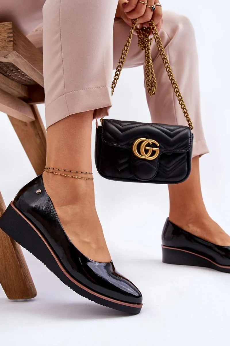 Czółenka Na Platformie|Czółenka Klasyczne>Buty damskie Vinceza Klasyczne Lakierowane Czółenka Na Koturnie Czarne Paola