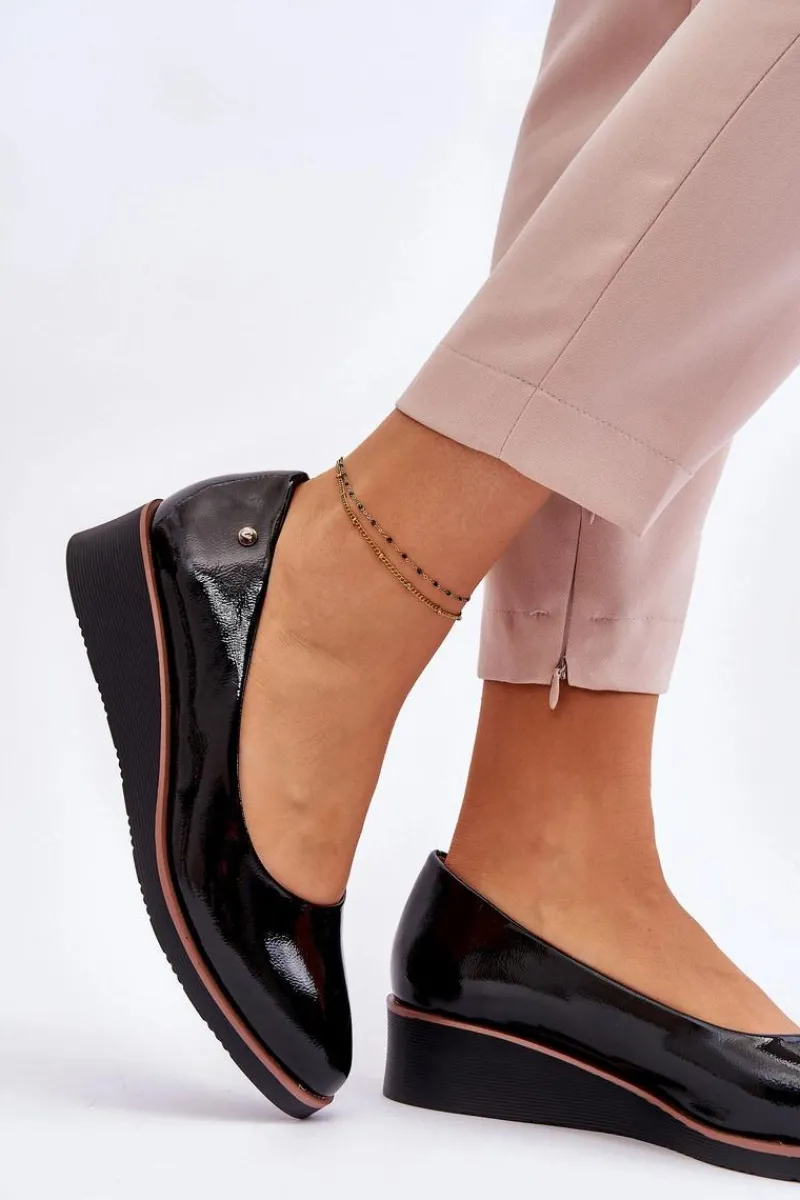 Czółenka Na Platformie|Czółenka Klasyczne>Buty damskie Vinceza Klasyczne Lakierowane Czółenka Na Koturnie Czarne Paola