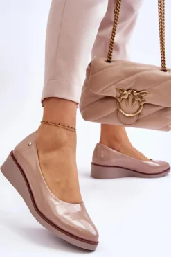 Discount Klasyczne Lakierowane Czółenka Na Koturnie Czarne Paola Damskie Czółenka Na Platformie|Czółenka Klasyczne