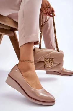 Discount Klasyczne Lakierowane Czółenka Na Koturnie Czarne Paola Damskie Czółenka Na Platformie|Czółenka Klasyczne