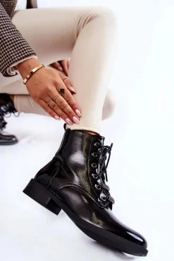 Botki Sznurowane|Czarne Botki><noscript><img width=