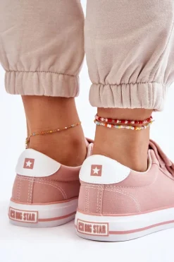 Trampki Damskie Niskie|Trampki Damskie Big Star></noscript>Big Star Shoes Klasyczne Materiałowe Tenisówki Na Rzepy Big Star LL274A200 Różowe