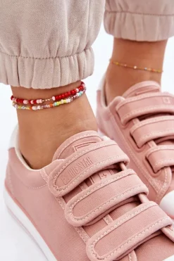 Trampki Damskie Niskie|Trampki Damskie Big Star></noscript>Big Star Shoes Klasyczne Materiałowe Tenisówki Na Rzepy Big Star LL274A200 Różowe
