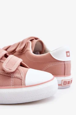 Trampki Damskie Niskie|Trampki Damskie Big Star></noscript>Big Star Shoes Klasyczne Materiałowe Tenisówki Na Rzepy Big Star LL274A200 Różowe