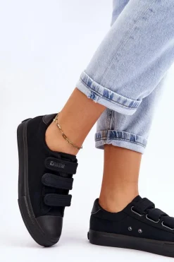 Discount Big Star Shoes Klasyczne Materiałowe Tenisówki Na Rzepy Big Star LL274A204 Czarne