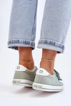 Sale Big Star Shoes Klasyczne Materiałowe Tenisówki Na Rzepy Big Star LL274A202 Zielone