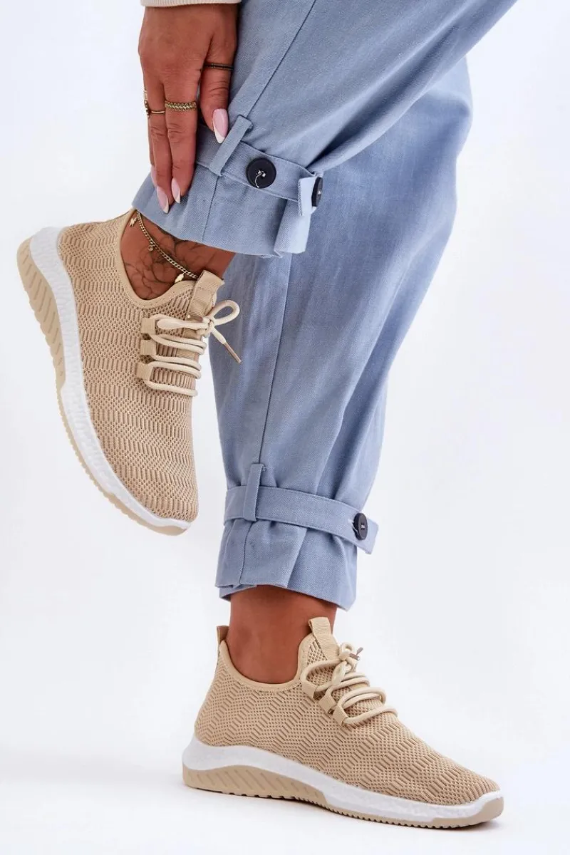 Discount Boto Klasyczne Materiałowe Wsuwane Sneakersy Beżowe Gusto