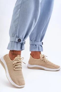 Discount Boto Klasyczne Materiałowe Wsuwane Sneakersy Beżowe Gusto