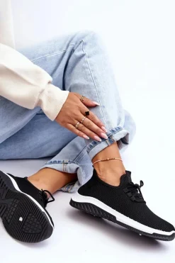 Buty Sportowe Na Platformie|Sneakersy Damskie></noscript>Boto Klasyczne Materiałowe Wsuwane Sneakersy Czarne Gusto