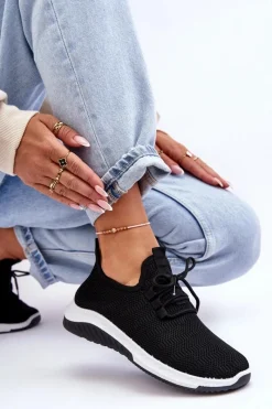 Buty Sportowe Na Platformie|Sneakersy Damskie></noscript>Boto Klasyczne Materiałowe Wsuwane Sneakersy Czarne Gusto