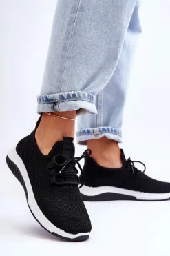 Buty Sportowe Na Platformie|Sneakersy Damskie></noscript>Boto Klasyczne Materiałowe Wsuwane Sneakersy Czarne Gusto