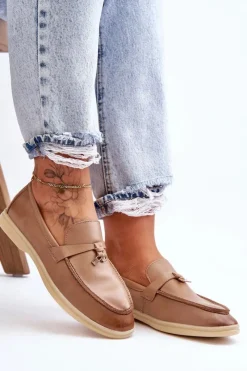 Sale Boto Klasyczne Mokasyny Damskie Brązowe Cortez Brązowy