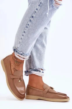 Sale Boto Klasyczne Mokasyny Damskie Brązowe Cortez Brązowy