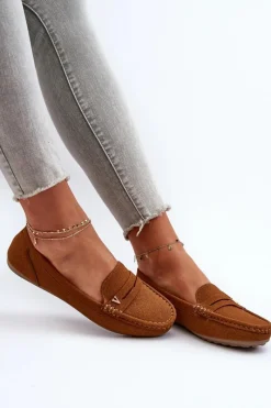 Sale Boto Klasyczne Mokasyny Damskie Camel Iramarie Brązowy