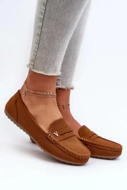 Sale Boto Klasyczne Mokasyny Damskie Camel Iramarie Brązowy