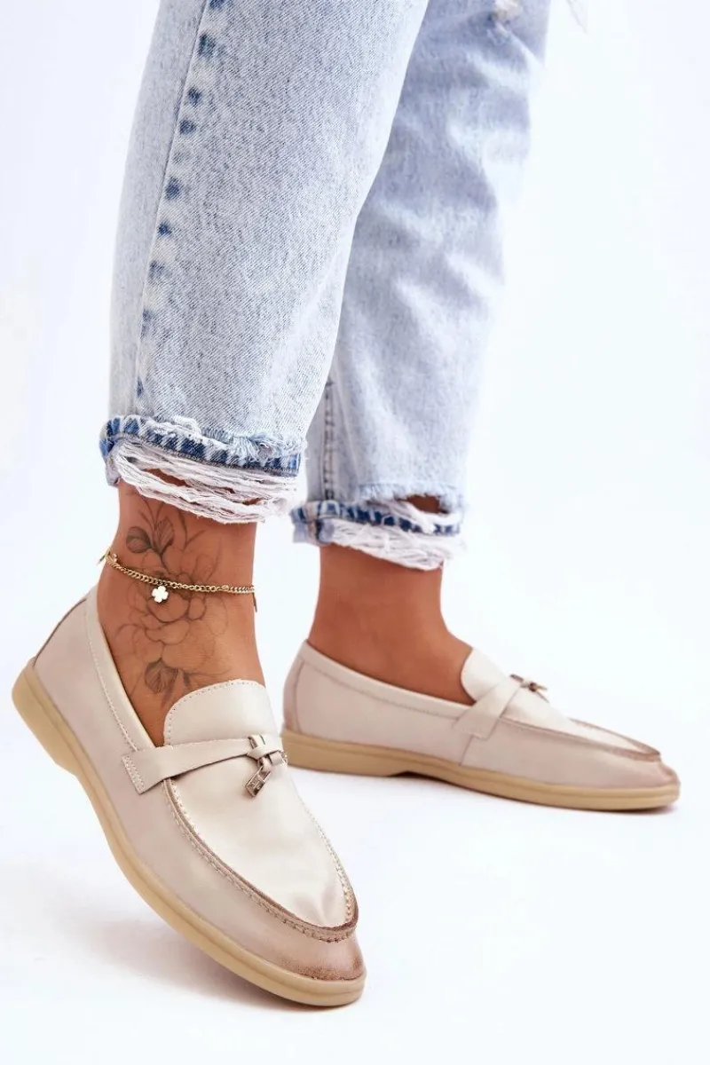 Loafersy Damskie|Mokasyny Płaskie>Boto Klasyczne Mokasyny Damskie Beżowe Cortez Beżowy