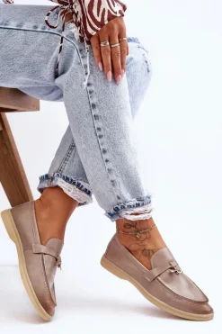 Outlet Klasyczne Mokasyny Damskie Szare Cortez Damskie Loafersy Damskie|Mokasyny Płaskie