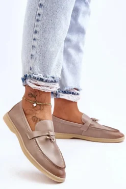Outlet Klasyczne Mokasyny Damskie Szare Cortez Damskie Loafersy Damskie|Mokasyny Płaskie