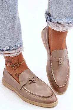 Outlet Klasyczne Mokasyny Damskie Szare Cortez Damskie Loafersy Damskie|Mokasyny Płaskie