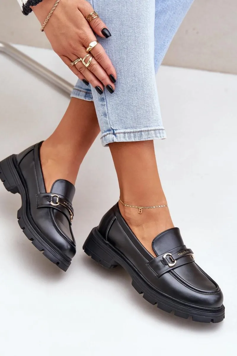 Hot Boto Klasyczne Mokasyny Damskie Z Eko Skóry Czarne Savethira