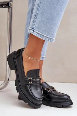 Hot Boto Klasyczne Mokasyny Damskie Z Eko Skóry Czarne Savethira