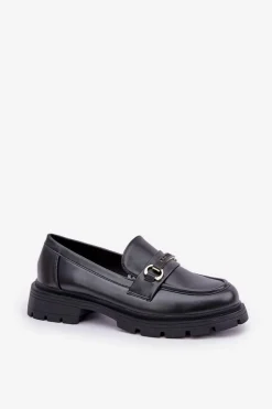 Hot Boto Klasyczne Mokasyny Damskie Z Eko Skóry Czarne Savethira