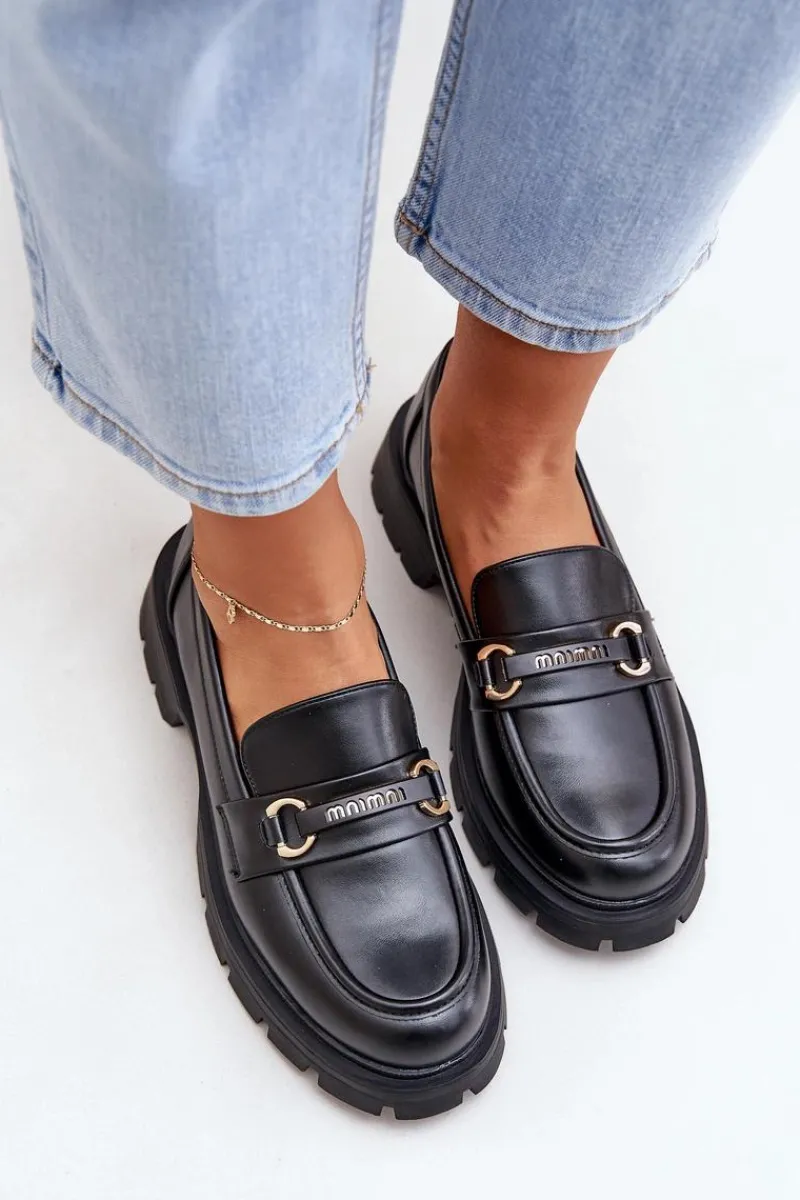 Hot Boto Klasyczne Mokasyny Damskie Z Eko Skóry Czarne Savethira