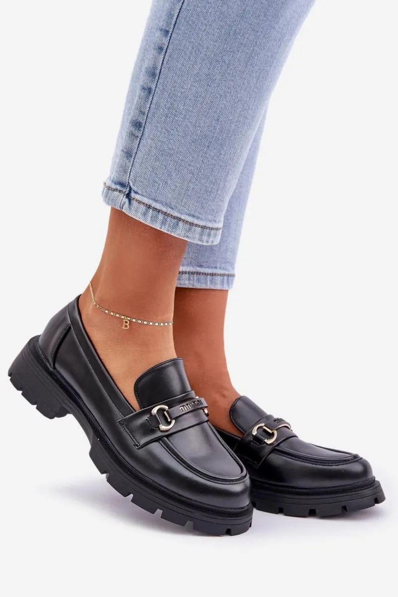 Hot Boto Klasyczne Mokasyny Damskie Z Eko Skóry Czarne Savethira