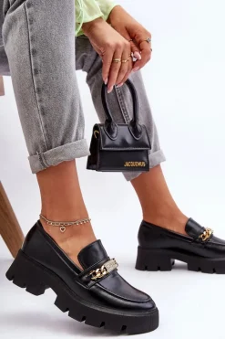 Best Boto Klasyczne Mokasyny Na Masywnej Platformie Czarne Catch Me!