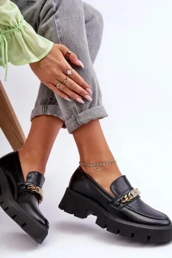 Best Boto Klasyczne Mokasyny Na Masywnej Platformie Czarne Catch Me!