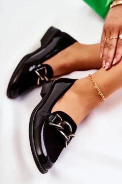 Online Klasyczne Mokasyny Z Łańcuchem 2531 Czarne Damskie Mokasyny Damskie Lakierowane|Mokasyny Damskie Zamszowe