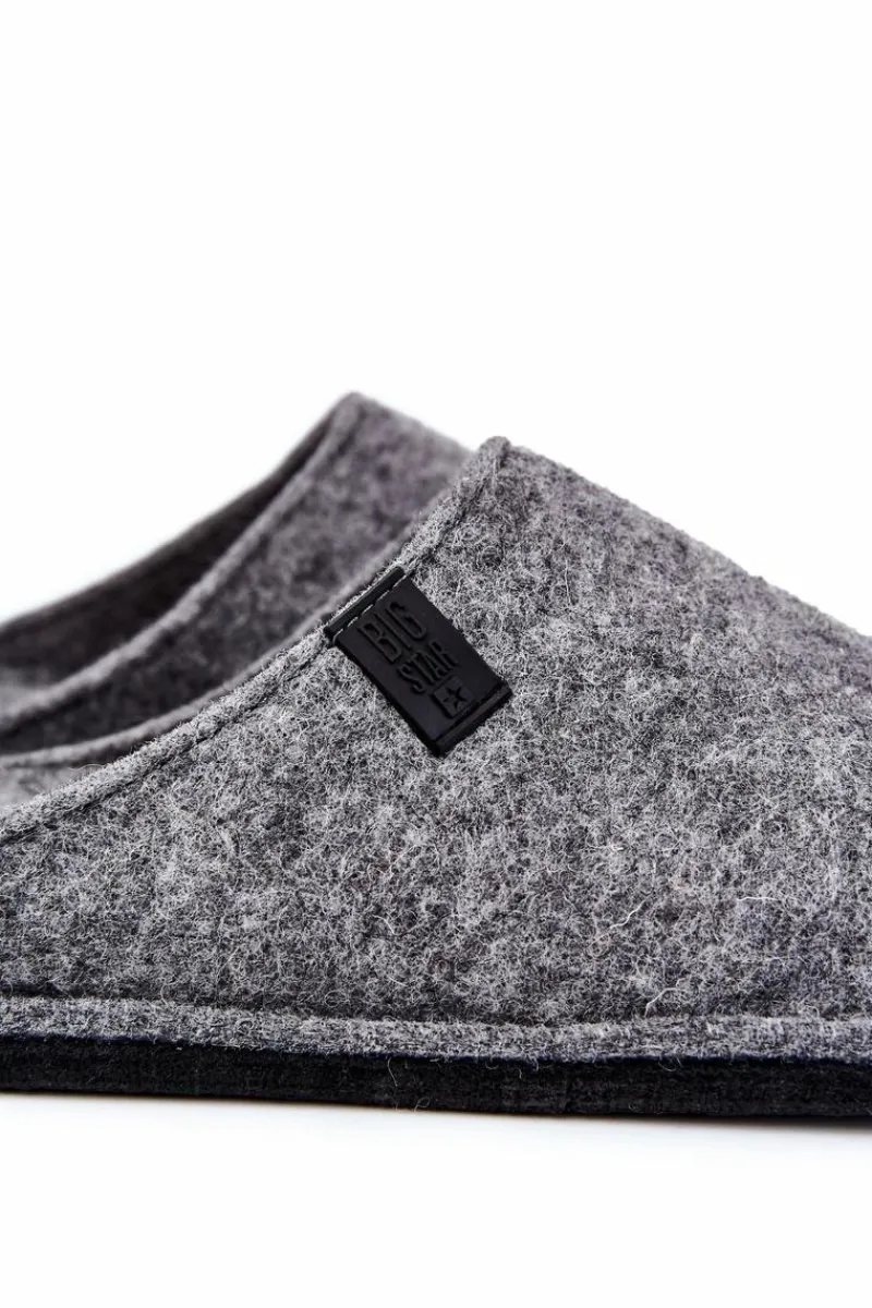 Papcie Męskie>Big Star Shoes Klasyczne Męskie Papcie Big Star KK176001 Szare Szary