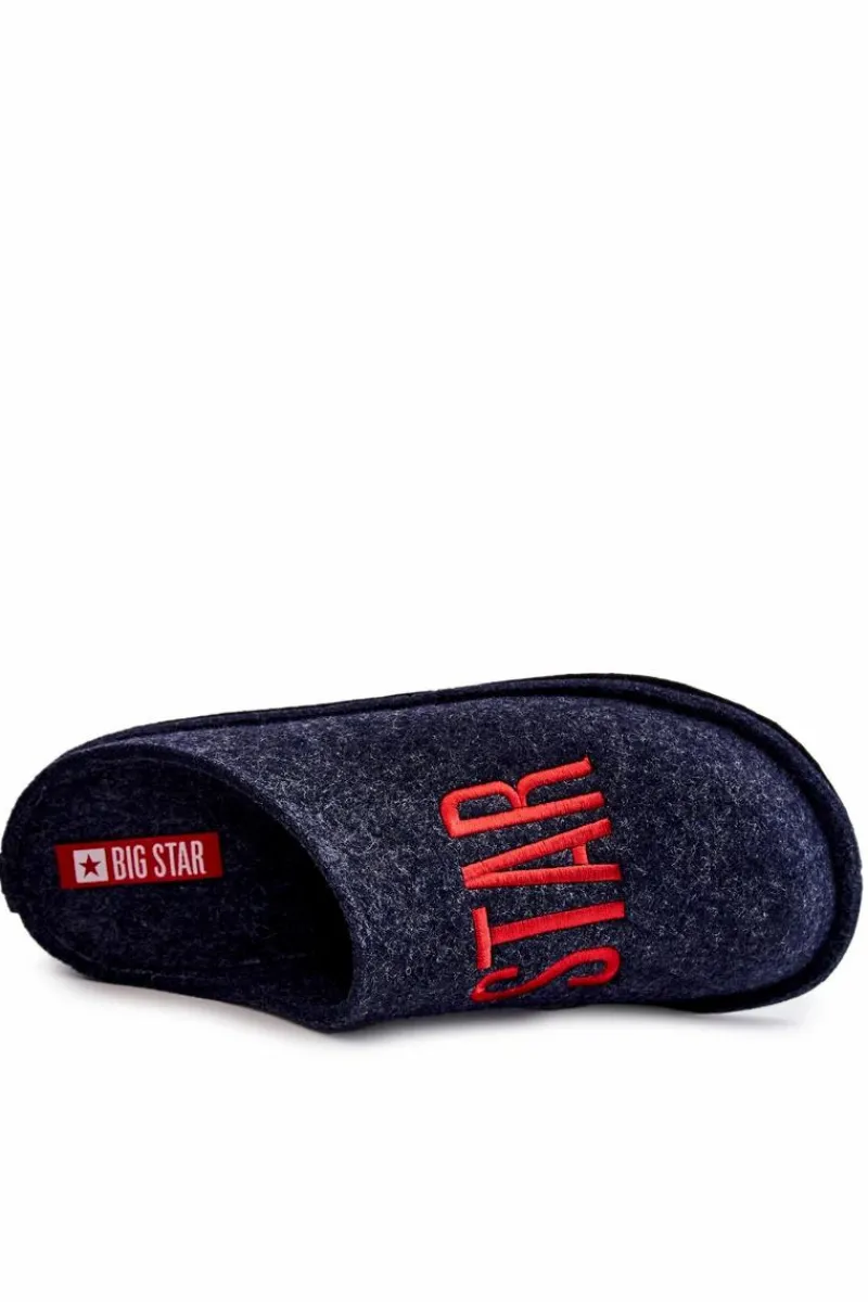 Papcie Męskie>Big Star Shoes Klasyczne Męskie Papcie Big Star KK176002 Granatowe Niebieski