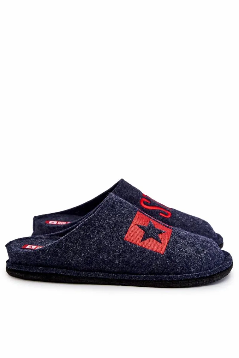 Papcie Męskie>Big Star Shoes Klasyczne Męskie Papcie Big Star KK176002 Granatowe Niebieski