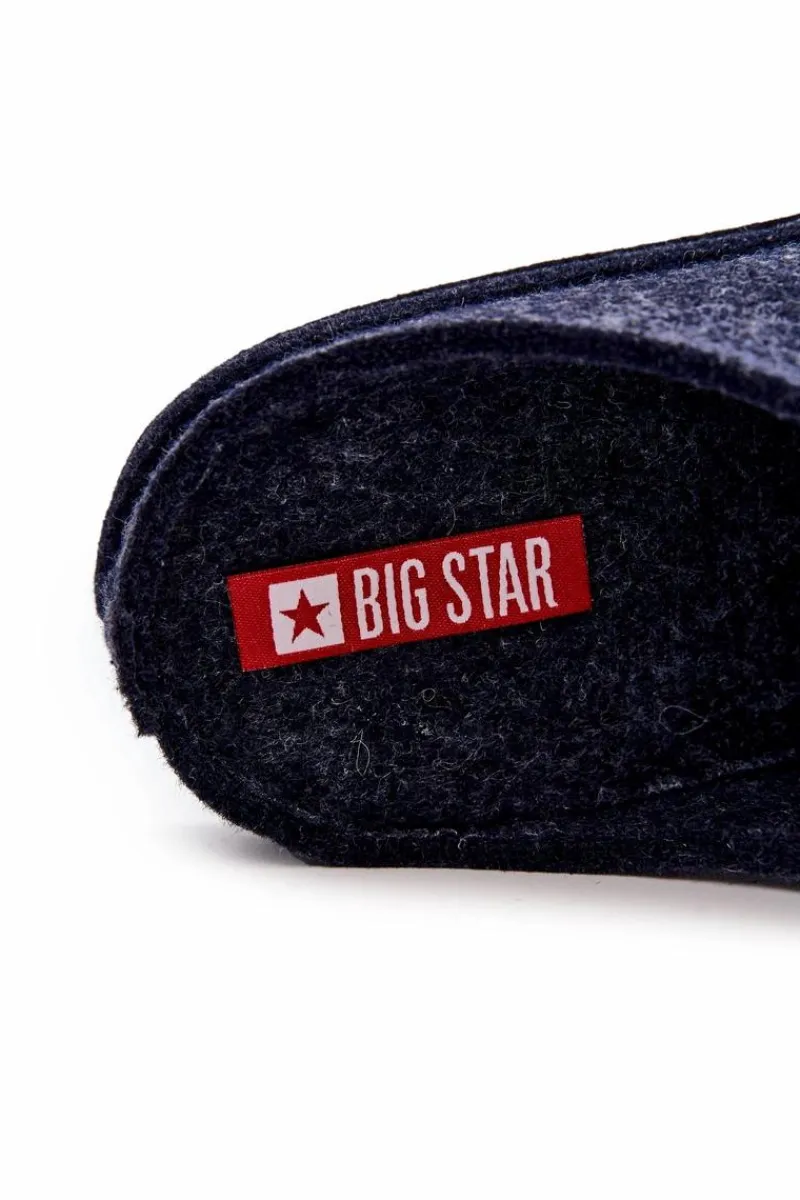 Papcie Męskie>Big Star Shoes Klasyczne Męskie Papcie Big Star KK176002 Granatowe Niebieski