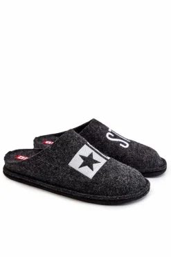 Outlet Big Star Shoes Klasyczne Męskie Papcie Big Star KK176003 Czarne Czarny