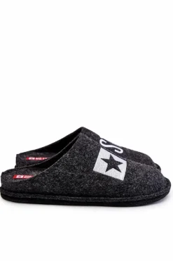 Outlet Big Star Shoes Klasyczne Męskie Papcie Big Star KK176003 Czarne Czarny