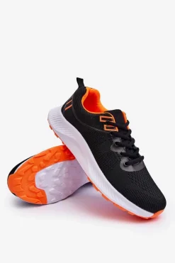 Online Boto Klasyczne Męskie Sportowe Buty Sznurowane Czarno-Pomarańczowe Jasper