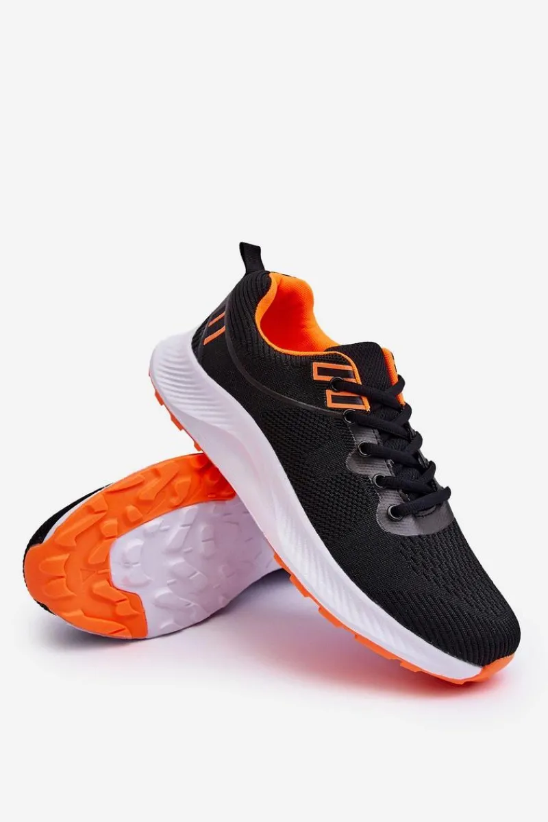 Online Boto Klasyczne Męskie Sportowe Buty Sznurowane Czarno-Pomarańczowe Jasper