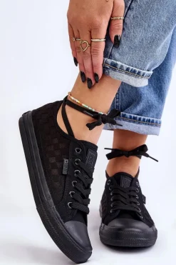 Sale Klasyczne Niskie Trampki Big Star LL274072 Czarne Damskie Trampki Damskie Big Star|Trampki Damskie Niskie