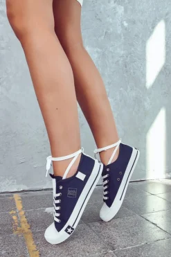 Best Klasyczne Niskie Trampki Big Star JJ274256 Granatowe Damskie Trampki Damskie Big Star|Trampki Damskie Niskie