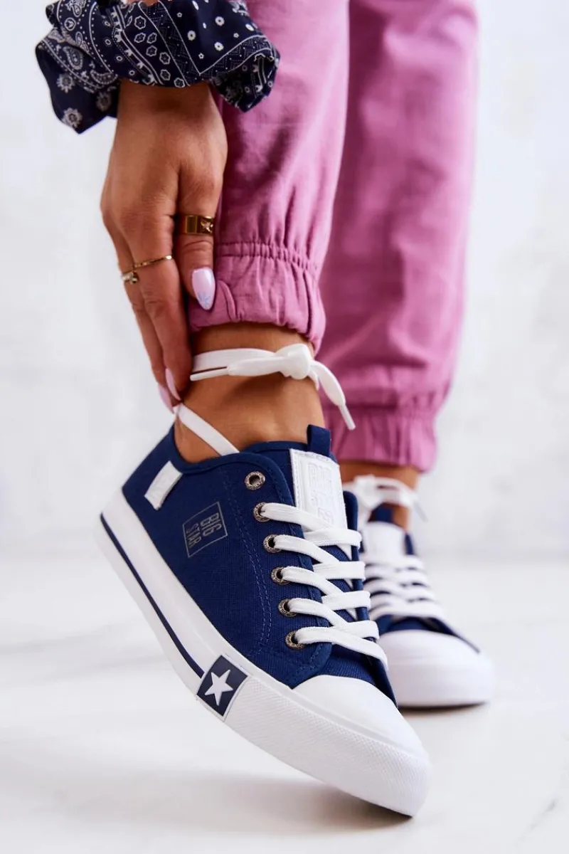 Best Klasyczne Niskie Trampki Big Star JJ274256 Granatowe Damskie Trampki Damskie Big Star|Trampki Damskie Niskie