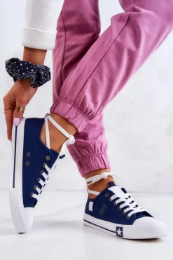 Best Klasyczne Niskie Trampki Big Star JJ274256 Granatowe Damskie Trampki Damskie Big Star|Trampki Damskie Niskie