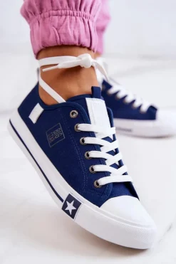 Best Klasyczne Niskie Trampki Big Star JJ274256 Granatowe Damskie Trampki Damskie Big Star|Trampki Damskie Niskie